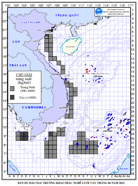 BẢN TIN Dự báo ngư trường khai thác nghề vây (Hạn tháng, tháng 6/2021) (01-06-2021)