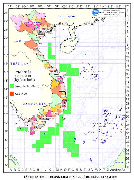 BẢN TIN  Dự báo ngư trường khai thác nghề rê (Hạn tháng, tháng 4/2021) (01-04-2021)