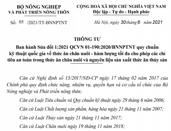 THÔNG TƯ Số: 05/2021/TT-BNNPTNT