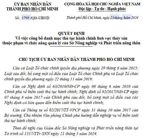 Quyết định 1795/QĐ-UBND ngày 23 tháng 5 năm 2024