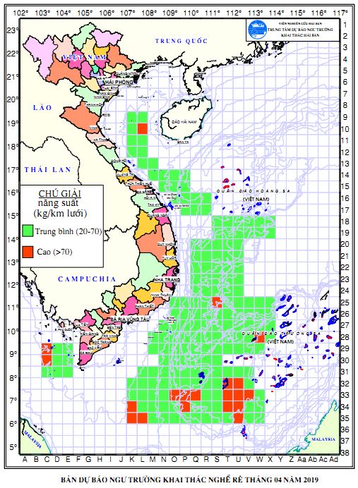 BẢN TIN Dự báo ngư trường khai thác nghề rê (Hạn tháng, tháng 04/2019) (01-04-2019)   