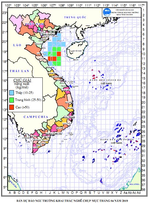 BẢN TIN Dự báo ngư trường khai thác nghề chụp mực (Hạn tháng, tháng 04/2019) (01-04-2019)   