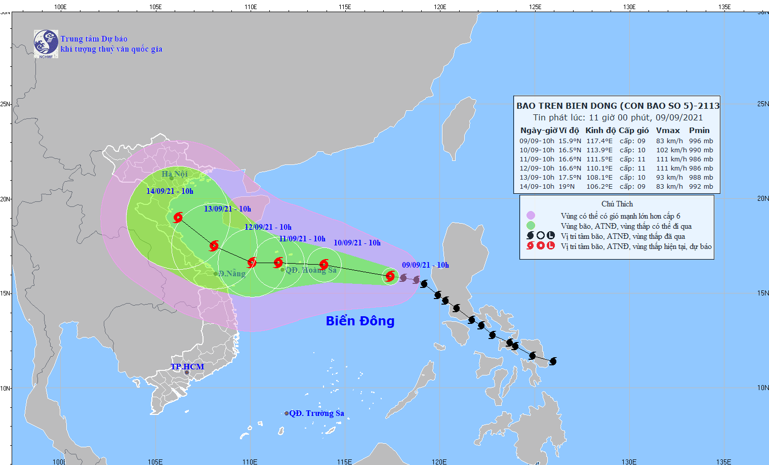 TIN BÃO TRÊN BIỂN ĐÔNG (Cơn bão số 5)