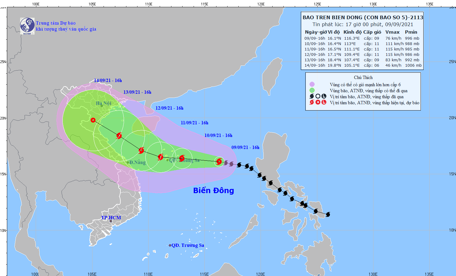 TIN BÃO TRÊN BIỂN ĐÔNG (Cơn bão số 5)