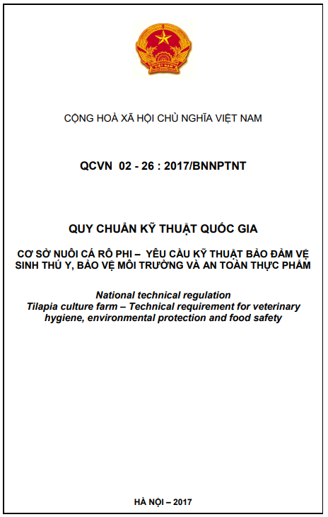 CƠ SỞ NUÔI CÁ RÔ PHI – YÊU CẦU KỸ THUẬT BẢO ĐẢM VỆ SINH THÚ Y,  BẢO VỆ MÔI TRƯỜNG VÀ AN TOÀN THỰC PHẨM