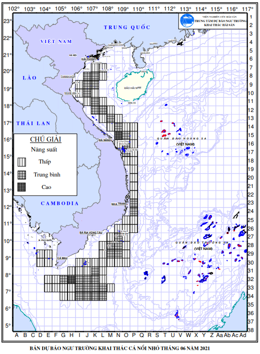 BẢN TIN Dự báo ngư trường khai thác cá nổi nhỏ (Hạn tháng, tháng 06/2021) (01-06-2021)