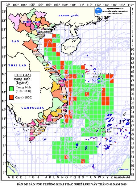 BẢN TIN Dự báo ngư trường khai thác nghề vây (Hạn tháng, tháng 9/2019) (03-09-2019)