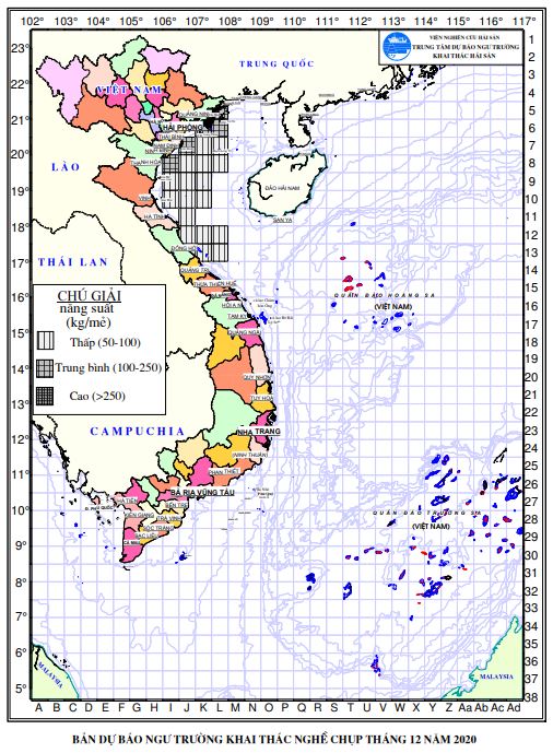 Dự báo ngư trường khai thác nghề chụp mực (Hạn tháng, tháng 12/2020) (01-12-2020)