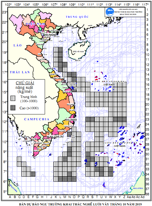 BẢN TIN Dự báo ngư trường khai thác nghề vây (Hạn tháng, tháng 10/2019) (01-10-2019)