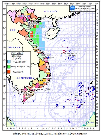 Dự báo ngư trường khai thác nghề chụp mực (Hạn tháng, tháng 6/2020) (01-06-2020)