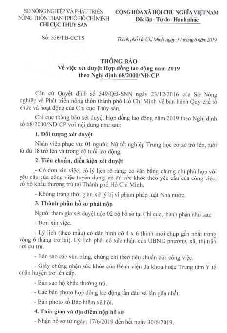 Về việc xét duyệt Hợp đồng lao động năm 2019 theo Nghị định 68/2000/NĐ-CP