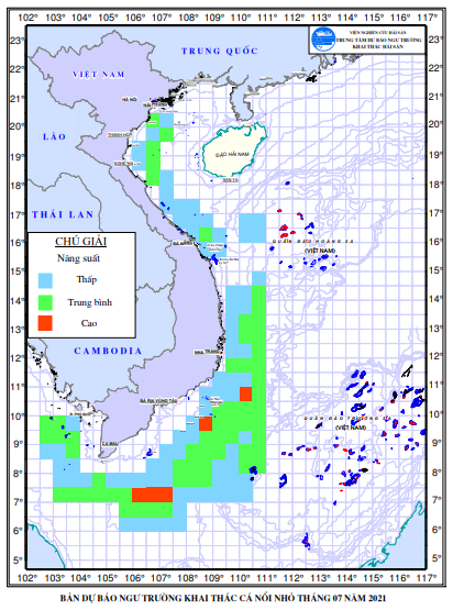 BẢN TIN Dự báo ngư trường khai thác nghề rê  (Hạn tháng, tháng 7/2021) (01-07-2021)