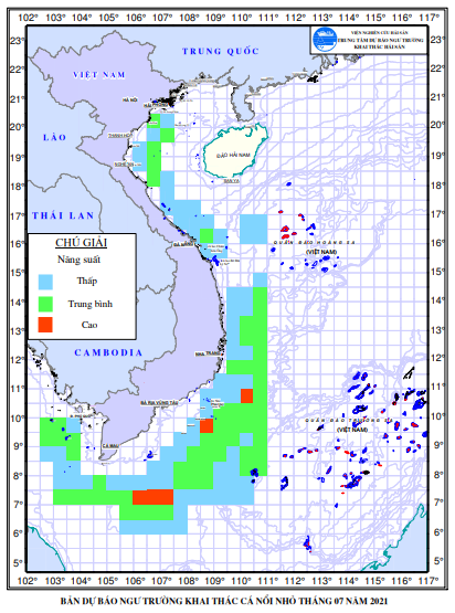 BẢN TIN Dự báo ngư trường khai thác cá nổi nhỏ (Hạn tháng, tháng 07/2021) (01-07-2021)