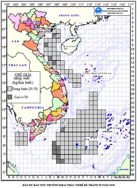 BẢN TIN Dự báo ngư trường khai thác nghề rê (Hạn tháng, tháng 09/2019) (03-09-2019)  
