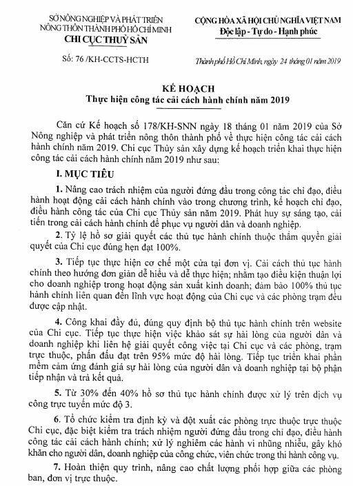 Thực hiện công tác cải cách hành chính 2019