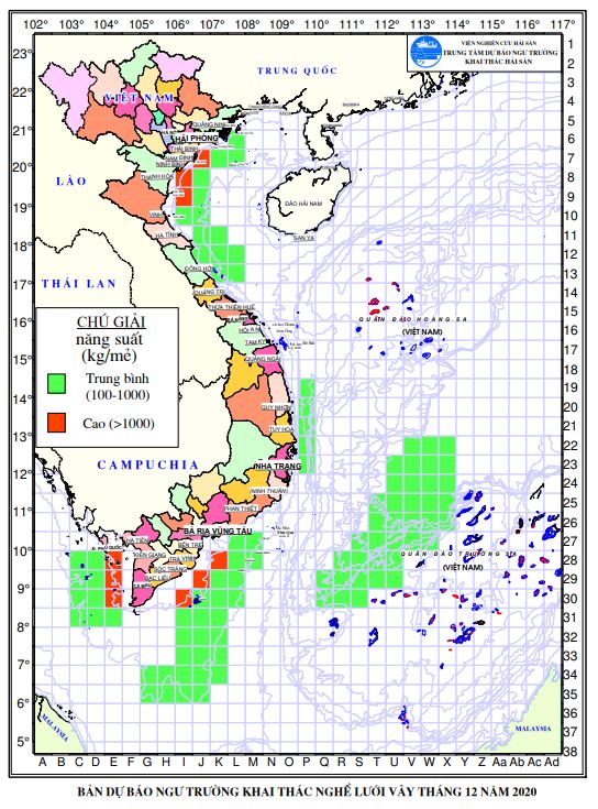 Dự báo ngư trường khai thác nghề vây (Hạn tháng, tháng 12/2020) (01-12-2020)