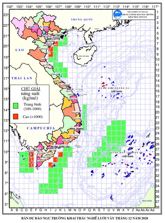 Dự báo ngư trường khai thác nghề vây (Hạn tháng, tháng 12/2020) (01-12-2020)