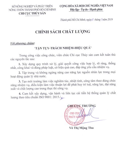 CHÍNH SÁCH CHẤT LƯỢNG