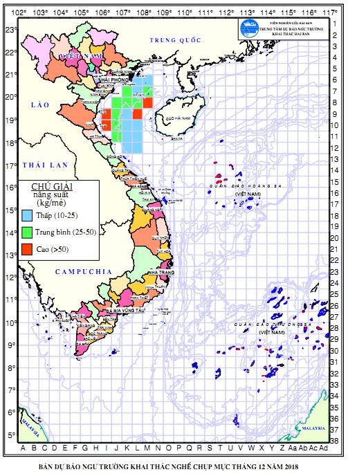 BẢN TIN Dự báo ngư trường khai thác nghề chụp mực (Hạn tháng, tháng 12/2018) (03-12-2018)