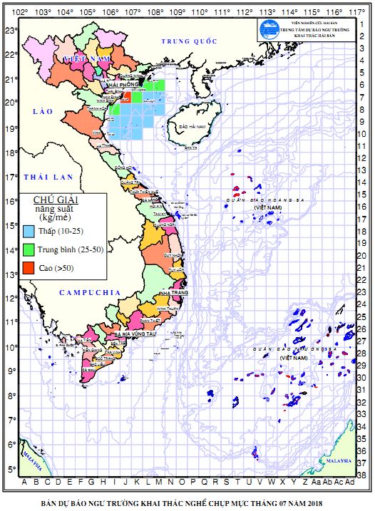 BẢN TIN Dự báo ngư trường khai thác nghề chụp mực (Hạn tháng, tháng7/2018)