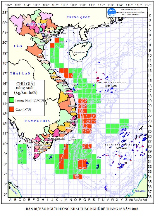 BẢN TIN Dự báo ngư trường khai thác nghề rê (Hạn tháng, tháng 5/2018)
