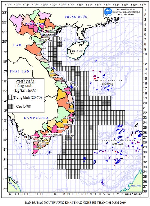 BẢN TIN Dự báo ngư trường khai thác nghề rê (Hạn tháng, tháng 05/2019) (02-05-2019)