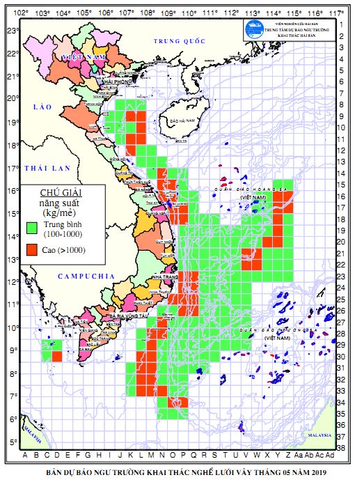 BẢN TIN Dự báo ngư trường khai thác nghề vây (Hạn tháng, tháng 05/2019) (02-05-2019)