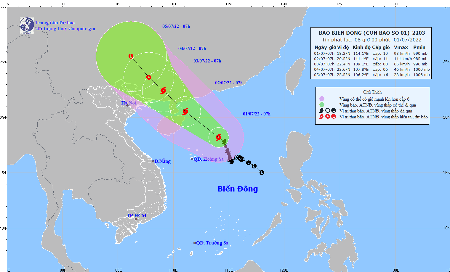 TIN BÃO TRÊN BIỂN ĐÔNG (Cơn bão số 01)