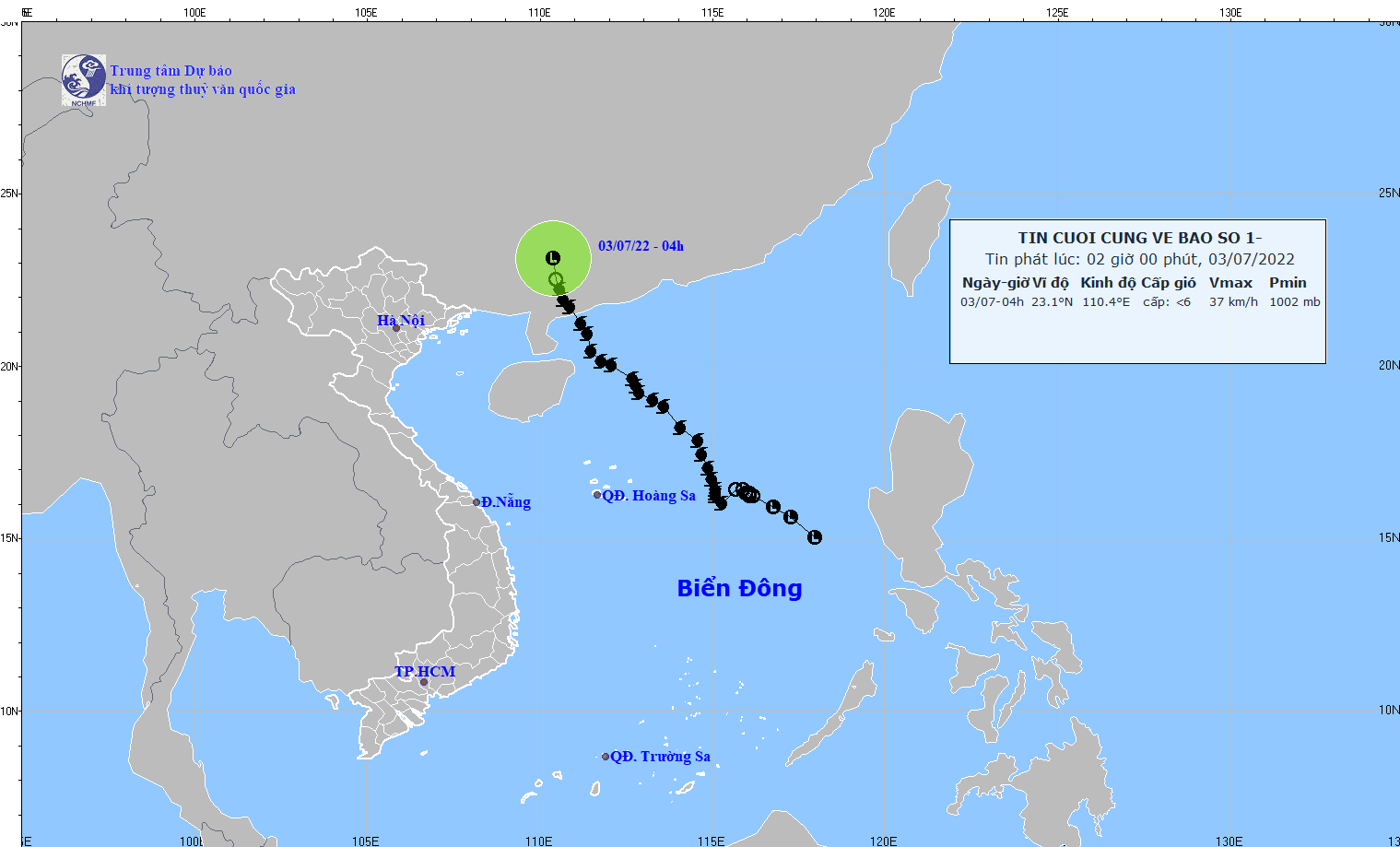 TIN CUỐI CÙNG VỀ CƠN BÃO SỐ 1 (BÃO CHABA)