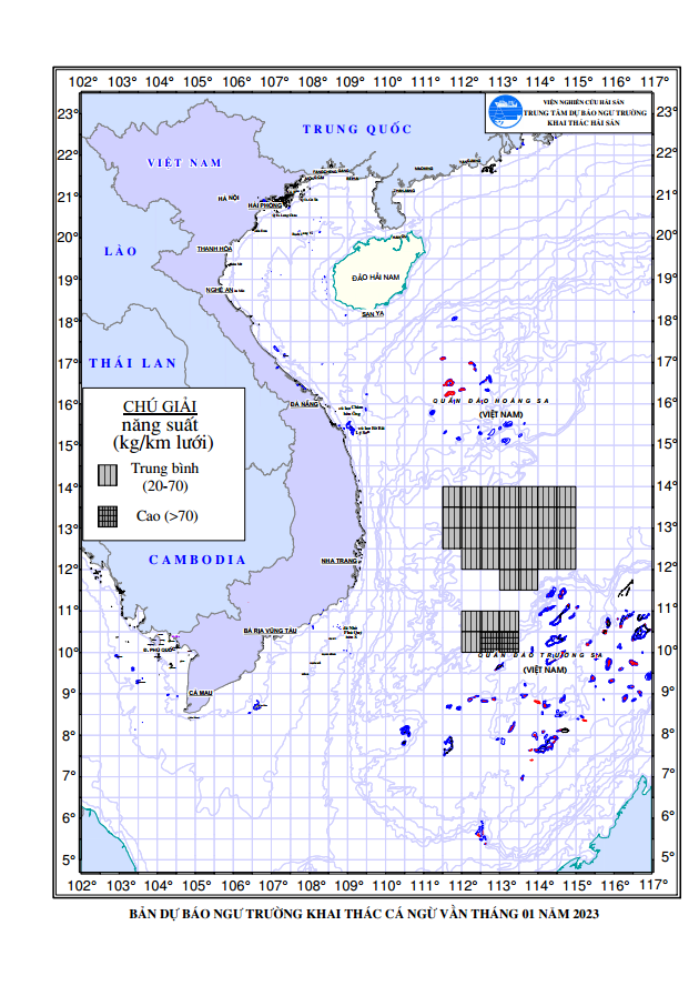 BẢN TIN Dự báo ngư trường khai thác cá ngừ vằn (Hạn tháng, tháng 02/2023) (01-02-2023)