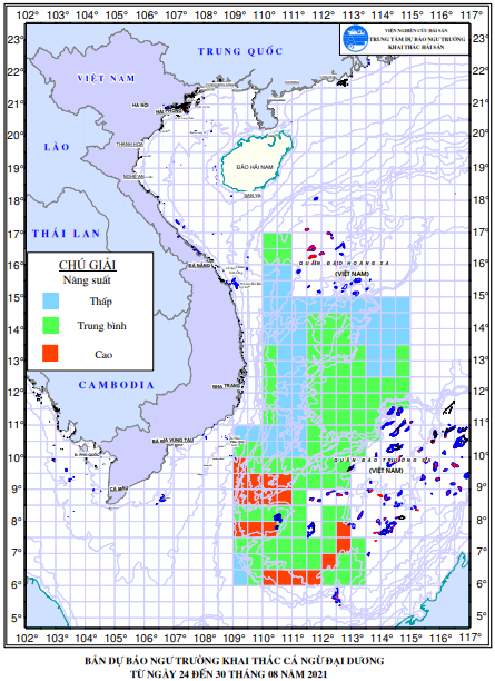 BẢN TIN Dự báo ngư trường khai thác cá ngừ đại dương (Hạn 07 ngày, từ 24/08/2021 đến 31/08/2021) (24-08-2021)