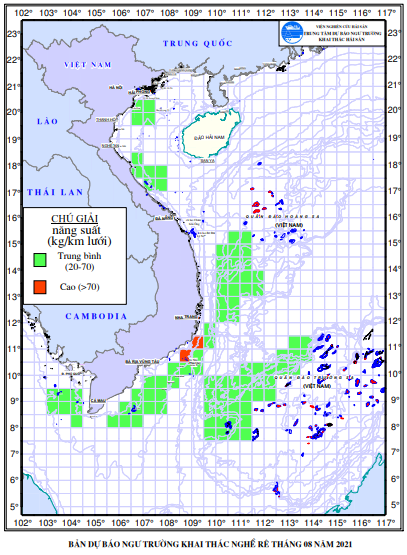 BẢN TIN Dự báo ngư trường khai thác nghề rê (Hạn tháng, tháng 8/2021) (02-08-2021)