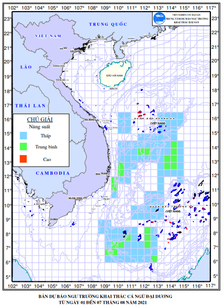BẢN TIN Dự báo ngư trường khai thác cá ngừ đại dương (Hạn 07 ngày, từ 01/08/2021 đến 7/08/2021) (02-08-2021)