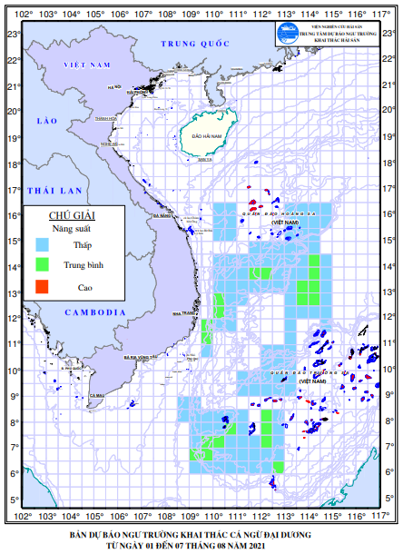 BẢN TIN Dự báo ngư trường khai thác cá ngừ đại dương (Hạn 07 ngày, từ 01/08/2021 đến 7/08/2021) (02-08-2021)