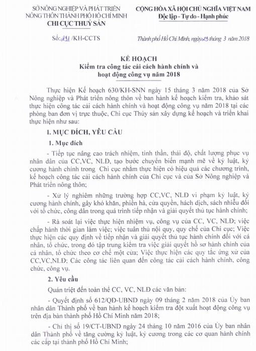 KẾ HOẠCH KIỂM TRA CÔNG TÁC CẢI CÁCH HÀNH CHÍNH VÀ HOẠT ĐỘNG CÔNG VỤ NĂM 2108