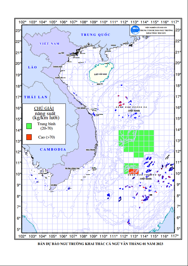 BẢN TIN Dự báo ngư trường khai thác cá ngừ vằn (Hạn tháng, tháng 01/2023) (03-01-2023)