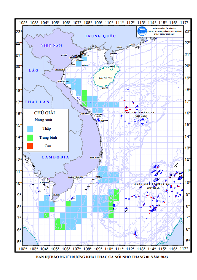 BẢN TIN Dự báo ngư trường khai thác cá nổi nhỏ (Hạn tháng, tháng 01/2023) (03-01-2023)
