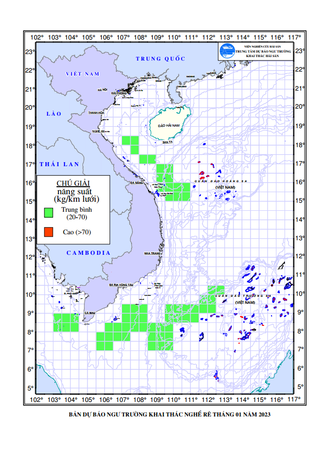 BẢN TIN Dự báo ngư trường khai thác nghề rê (Hạn tháng, tháng 01/2023) (03-01-2023)