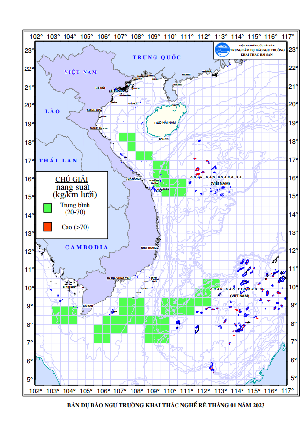 BẢN TIN Dự báo ngư trường khai thác nghề rê (Hạn tháng, tháng 01/2023) (03-01-2023)