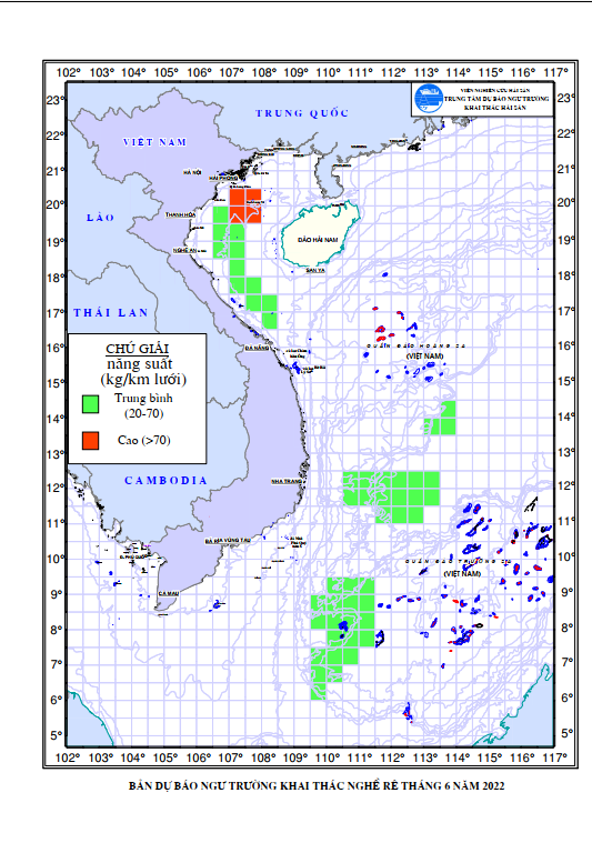 BẢN TIN Dự báo ngư trường khai thác nghề rê (Hạn tháng, tháng 06/2022) (01-06-2022)