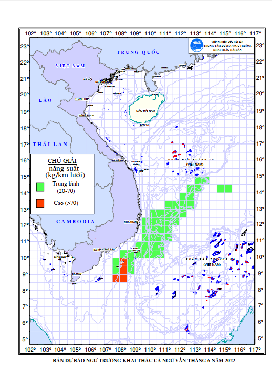 BẢN TIN Dự báo ngư trường khai thác cá ngừ vằn (Hạn tháng, tháng 06/2022) (01-06-2022)