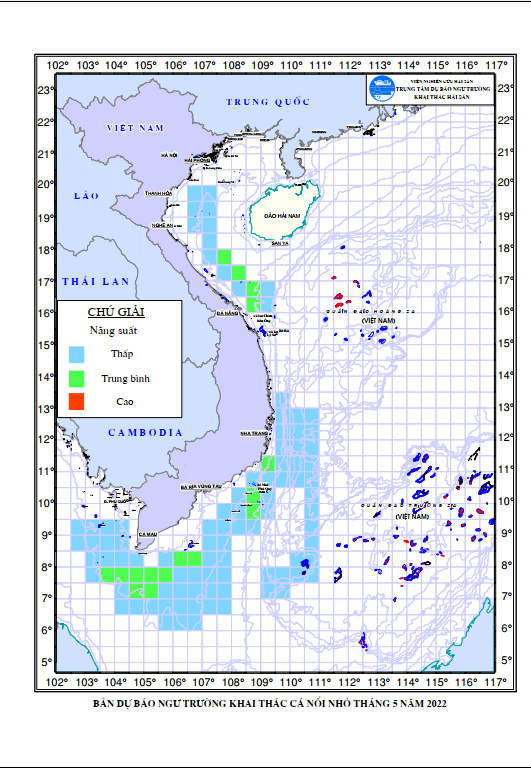 BẢN TIN Dự báo ngư trường khai thác cá nổi nhỏ (Hạn tháng, tháng 5/2022) (04-05-2022)