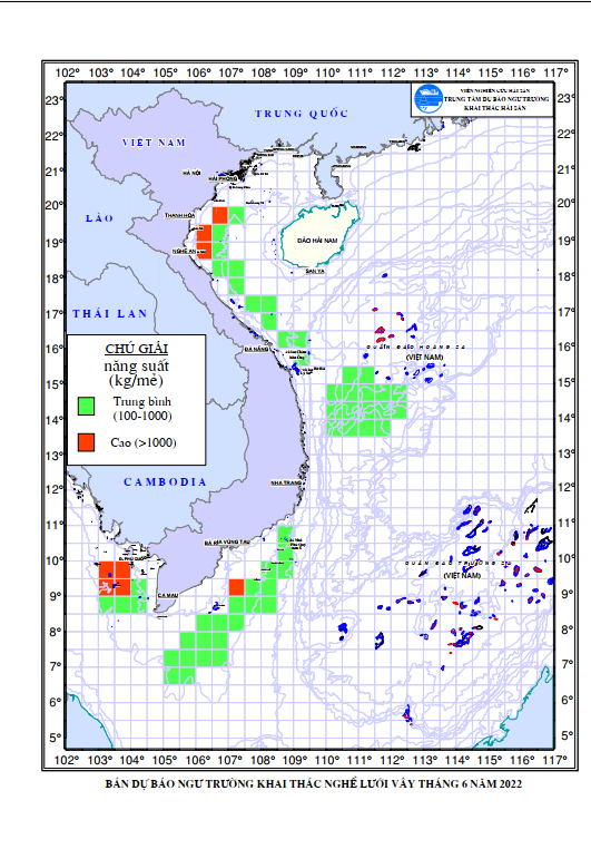 BẢN TIN Dự báo ngư trường khai thác nghề vây (Hạn tháng, tháng 06/2022) (01-06-2022)