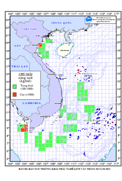BẢN TIN Dự báo ngư trường khai thác nghề vây (Hạn tháng, tháng 04/2022) (01-04-2022)