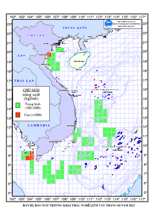 BẢN TIN Dự báo ngư trường khai thác nghề vây (Hạn tháng, tháng 04/2022) (01-04-2022)