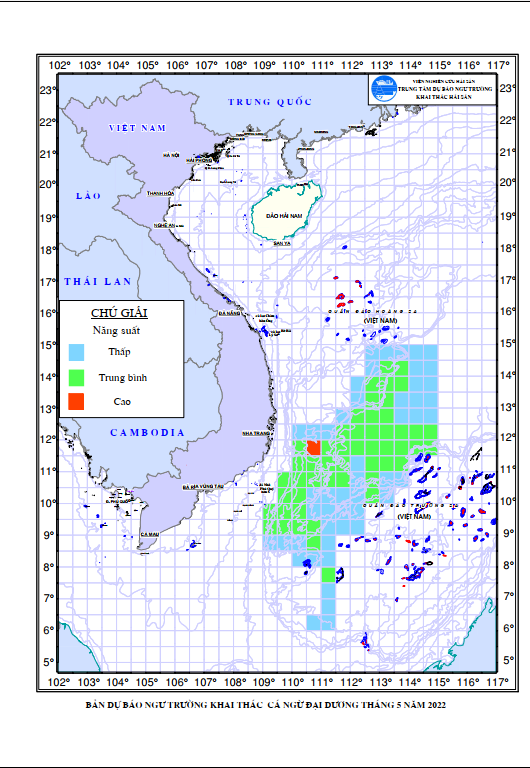 BẢN TIN  Dự báo ngư trường khai thác cá ngừ đại dương  (Hạn tháng, tháng 05/2022) (04-05-2022)