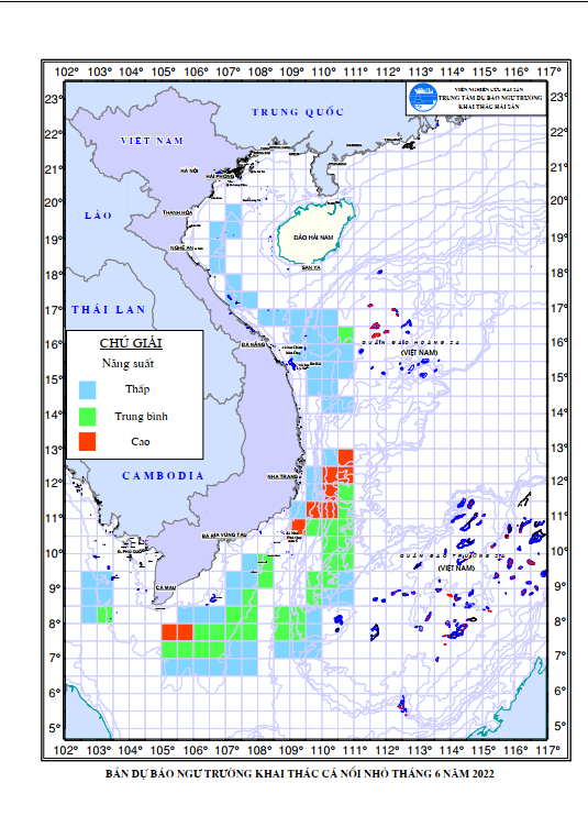 BẢN TIN Dự báo ngư trường khai thác cá nổi nhỏ (Hạn tháng, tháng 6/2022) (01-06-2022)