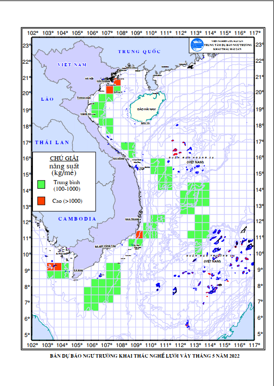 BẢN TIN Dự báo ngư trường khai thác nghề vây (Hạn tháng, tháng 05/2022) (04-05-2022)