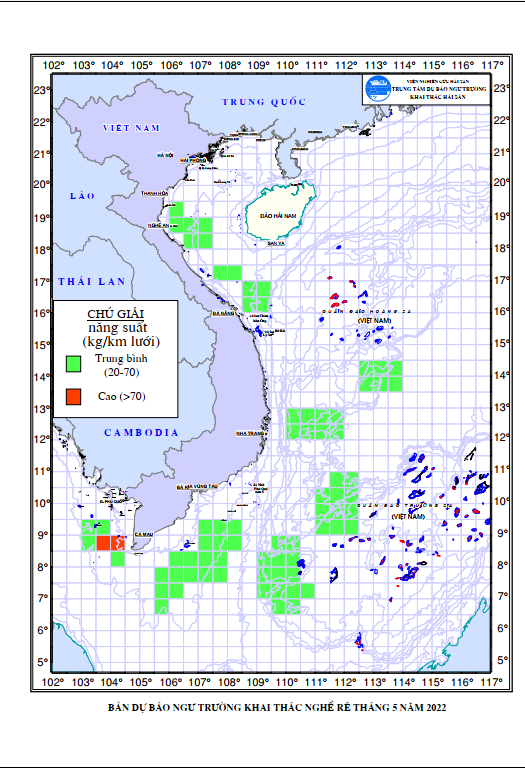 BẢN TIN Dự báo ngư trường khai thác nghề rê (Hạn tháng, tháng 05/2022) (04-05-2022)