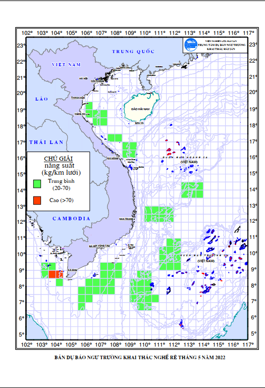 BẢN TIN  Dự báo ngư trường khai thác nghề rê (Hạn tháng, tháng 05/2022) (04-05-2022)